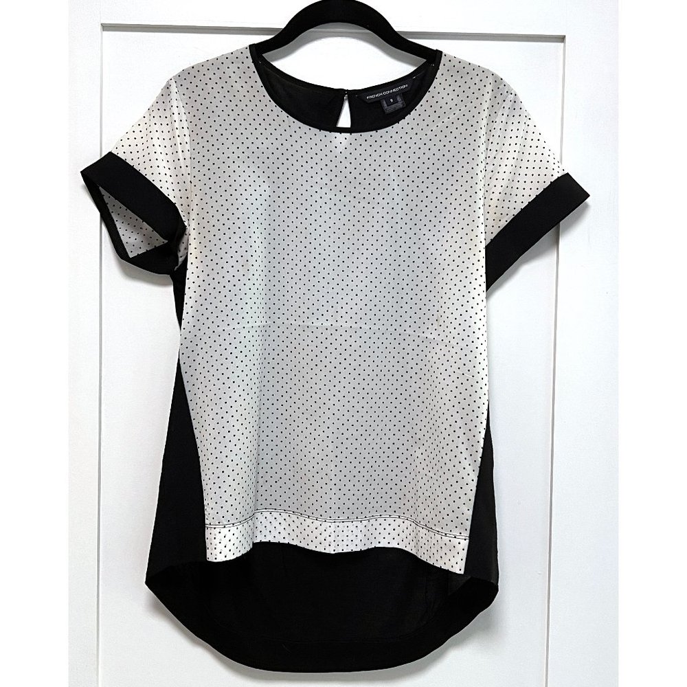 French Connection sheer polka dot top